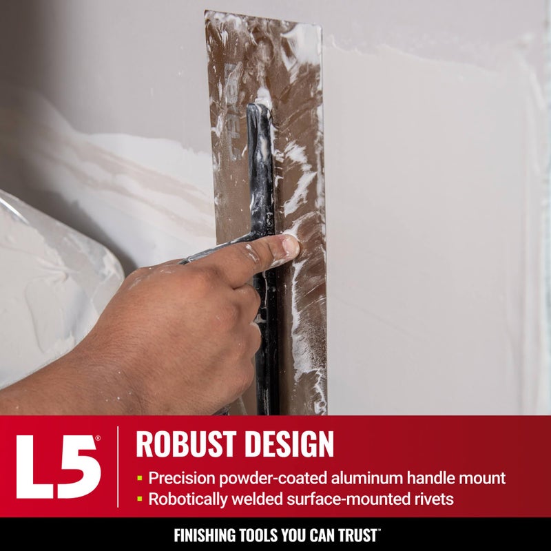 Level-5 LEVEL5 12" x 4.75" 0.7 MM Flat Drywall Trowel | Triple-Hardened Stainless Steel, High-Impact Handle | Sheetrock Gyprock Wall-Board Plasterboard | 4-961 - Image 3