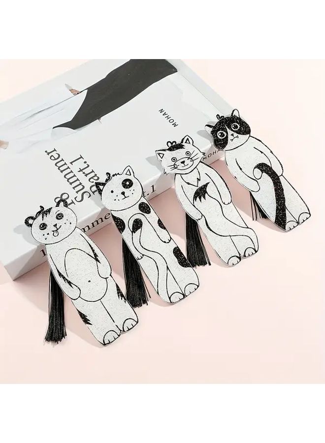 Cute Cat Bookmark Type C Black White Minimalist Design Durable Gift For Book Lovers - Image 2