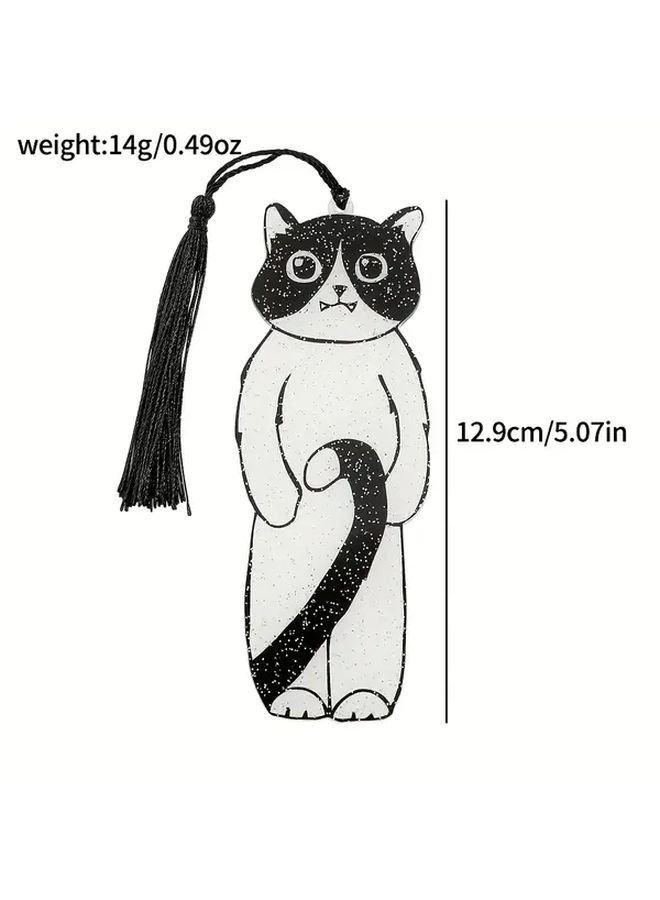 Cute Cat Bookmark Type C Black White Minimalist Design Durable Gift For Book Lovers - Image 4