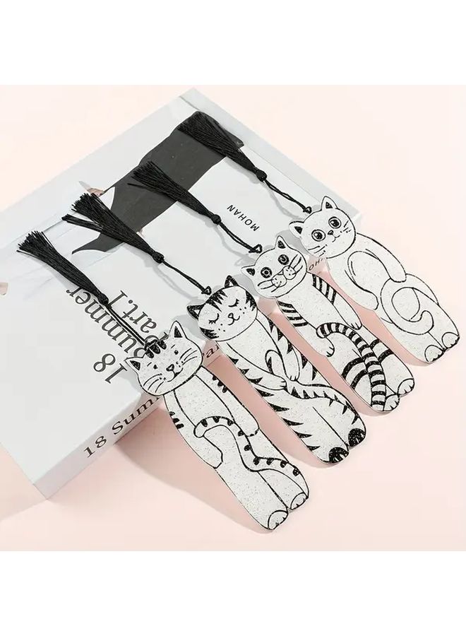 Cute Cat Bookmark Type C Black White Minimalist Design Durable Gift For Book Lovers - Image 1