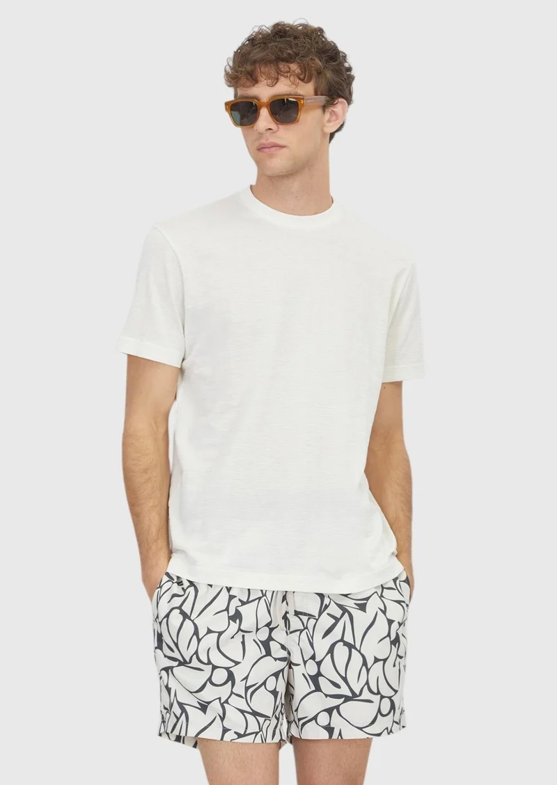 RAMSEY Ecru Jacquard 100% Cotton T-Shirt