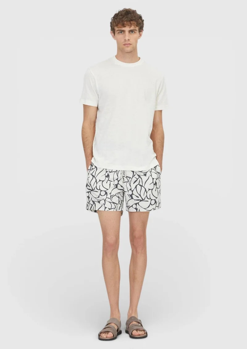 RAMSEY Ecru Jacquard 100% Cotton T-Shirt