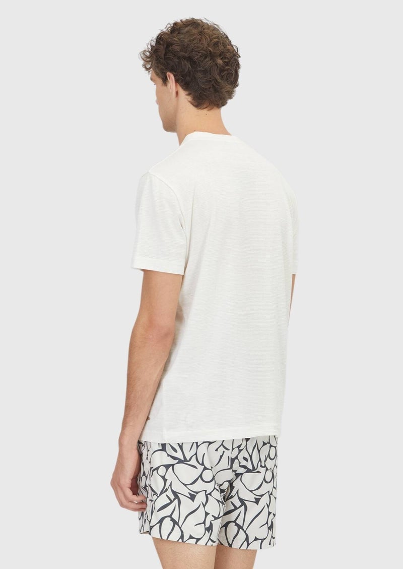 RAMSEY Ecru Jacquard 100% Cotton T-Shirt - Image 5