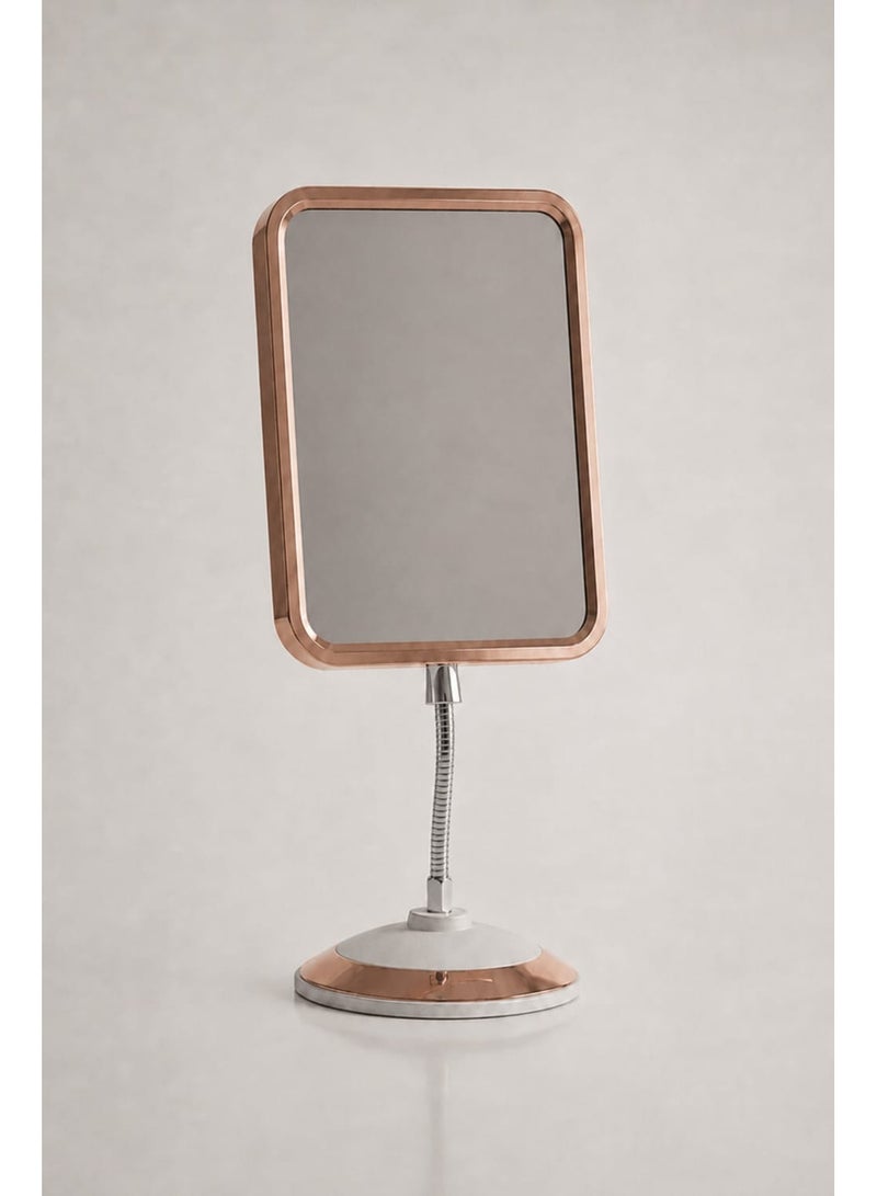 Premium Rose Gold Tabletop Vanity Mirror with Flexible Gooseneck – 360° Adjustable Desktop Makeup Mirror for Skincare, Grooming, and Cosmetics – Elegant Marble-Style Base - Image 1
