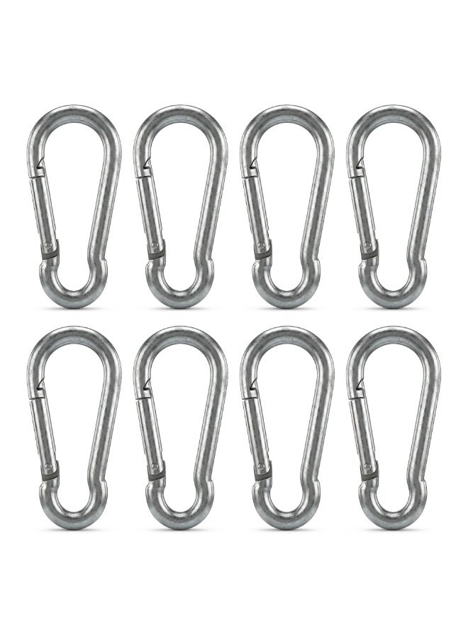 Duravel 8Pcs 3.9 Inches Galvanized Steel Carabiner Clips, Silver, Spring Snap Hook for Dog Leash, Hammock, Aerial Yoga,Gym Pulldown Attachment, Exercise Machine, Heavy Duty - Image 1