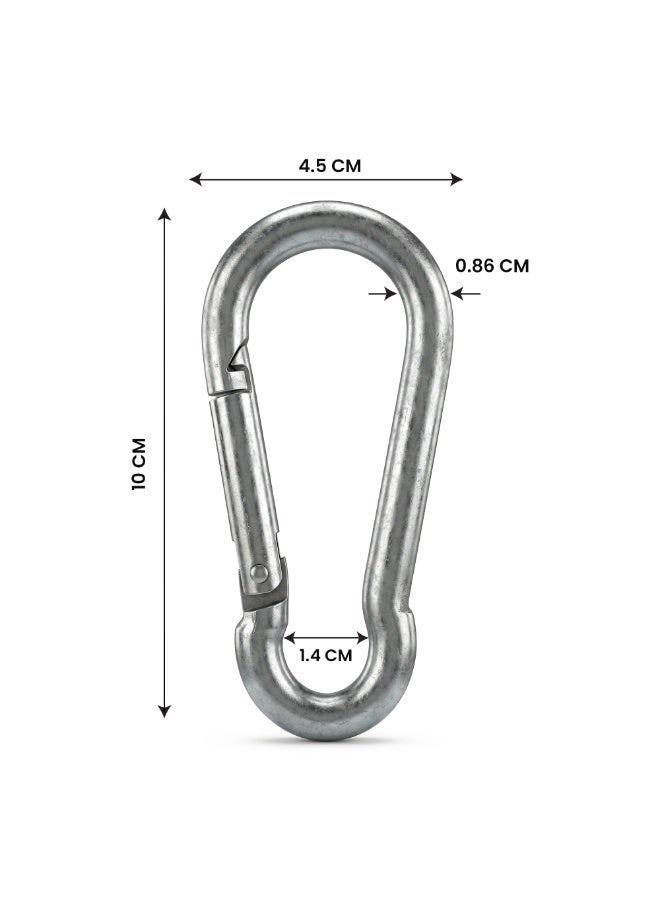 Duravel 8Pcs 3.9 Inches Galvanized Steel Carabiner Clips, Silver, Spring Snap Hook for Dog Leash, Hammock, Aerial Yoga,Gym Pulldown Attachment, Exercise Machine, Heavy Duty - Image 2