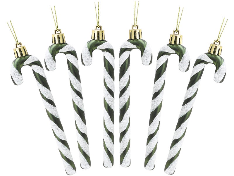 Christmas Concepts Pack Of 613cm Glitter Candy Cane Christmas Tree Decorations Forrest Green