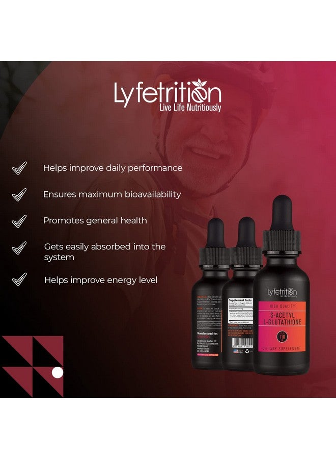Lyfetrition لايفترشن S-أسيتيل L-جلوتاثيون 98 ملغ، 4 أونصة سائلة، 220 حصة، صنع في الولايات المتحدة، امتصاص سريع، مكونات قوية عالية الجودة، مختبر من قبل طرف ثالث، غير معدلة وراثيًا، معتمدة من GMP، منتجات خالية من القسوة - Image 5