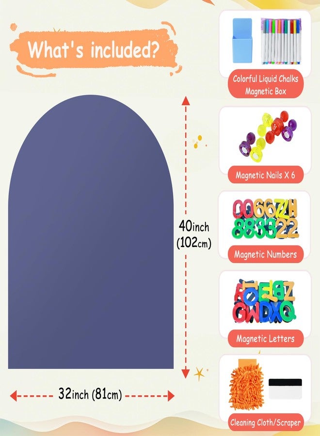 OMKSIH Arch Magnetic Wall Decal for Kids 40x32 Inches Magnetic Chalk Board Sticker Magnet Chalkboard for Wall Peel and Stick Self Adhesive Blackboard Multifunctional for Playroom Home Office School - Image 2