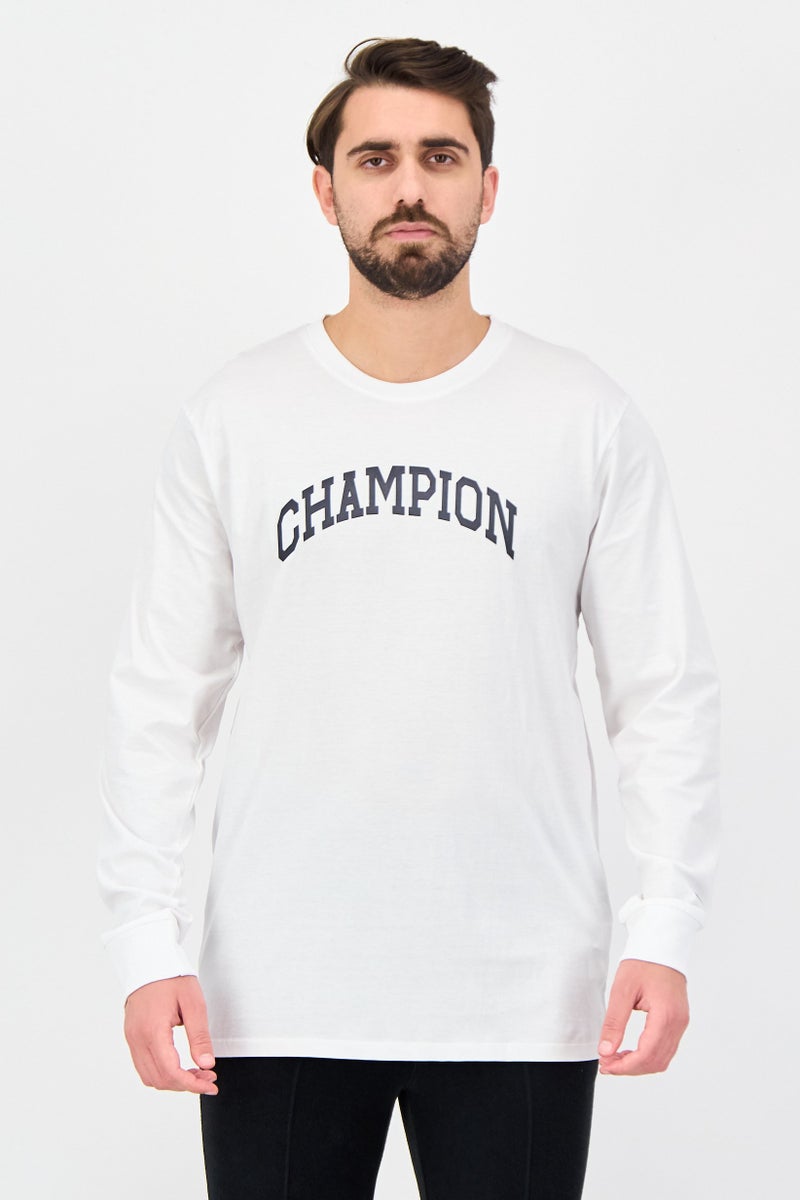 Champion Men Sportswear Fit Long Sleeve Outdoor T-Shirt, White - Image 1