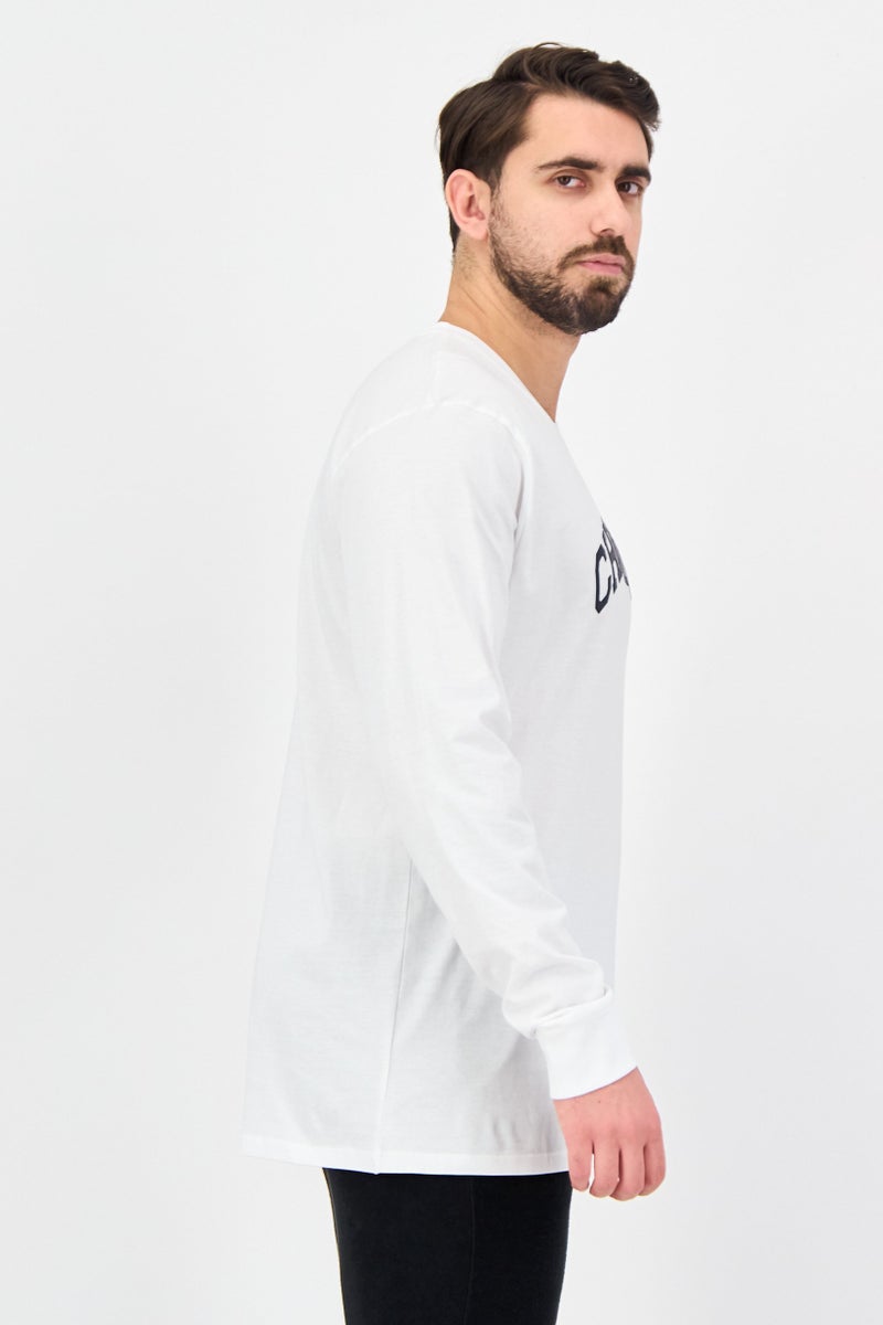 Champion Men Sportswear Fit Long Sleeve Outdoor T-Shirt, White - Image 4