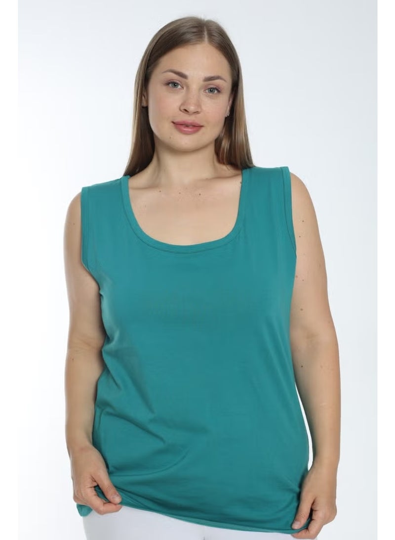 Arma Yıldız Women's Plus Size Thick Strap Sleeveless Cotton Lycra Undershirt - Green - Image 1