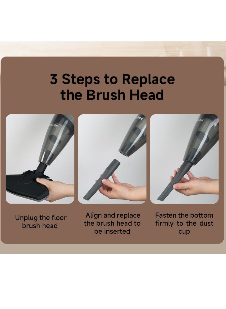 إنشن مكنسة كهربائية محمولة 2 في 1، قوة شفط 650 وات 14000 باسكال وسعة 1.2 لتر، نظام ترشيح مركزي كبير لشعر السيارة والمنزل والمطبخ - Image 4