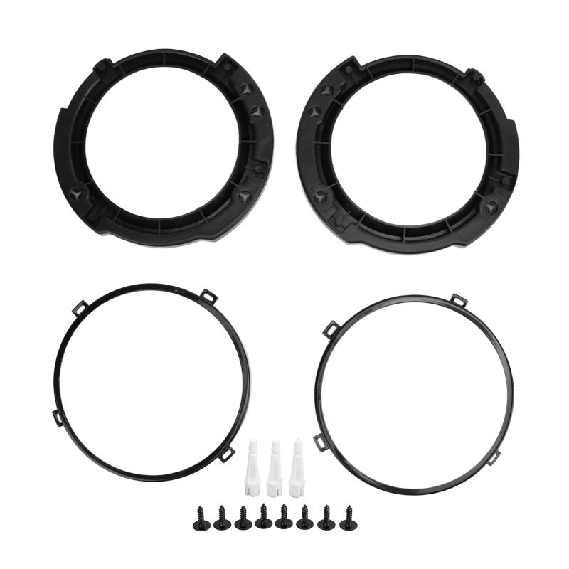 Headlight Mounting Retaining Bracket Ring Set Replacement for Jeep Wrangler JK 2007-2017 - ABS Metal Construction Black Round Headlight Mounting Bracket Ring for Vehicle Stability - Image 1