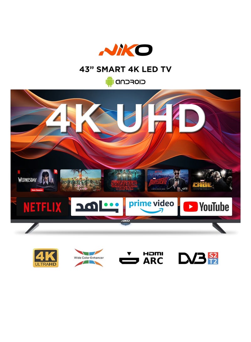 نيكو تلفزيون نيكو ذكي 43 بوصة بدقة 4K ونظام أندرويد 14 مع رسيفر داخلي - موديل 43NSSX - Image 1