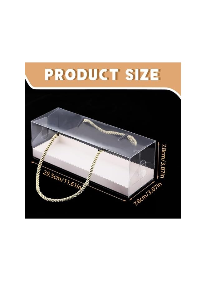 Green Tiger 10-Pack Transparent Rectangular Cake Boxes with Handles, Plastic Bakery Containers for Birthday, Wedding, Dessert, and Party Gifts (29.5x7.8x7.8cm) - Image 2