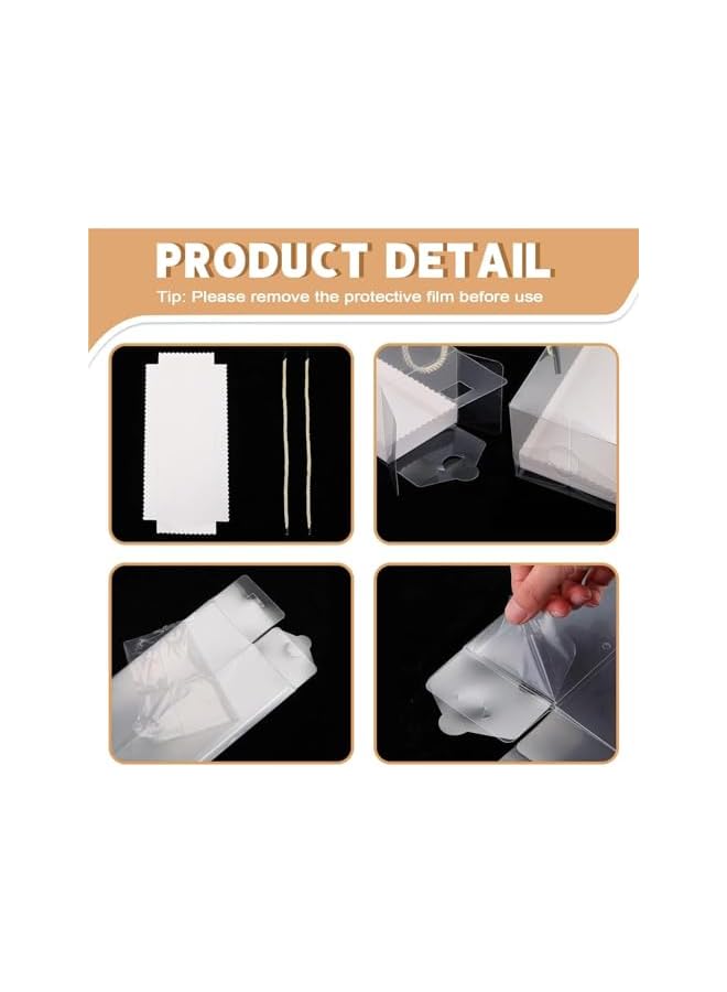 Green Tiger 10-Pack Transparent Rectangular Cake Boxes with Handles, Plastic Bakery Containers for Birthday, Wedding, Dessert, and Party Gifts (29.5x7.8x7.8cm) - Image 3