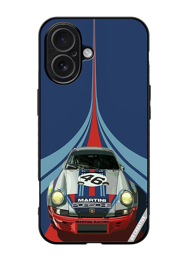 Protective Case Cover For Apple iPhone 17 Martini Porsche 46 Racing Car Design Multicolour