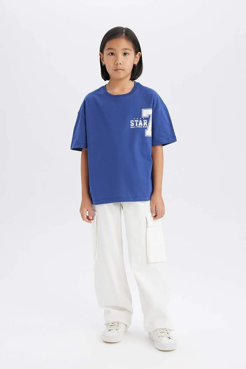 DeFacto Girl Oversize Fit Crew Neck Short Sleeve T-Shirt
