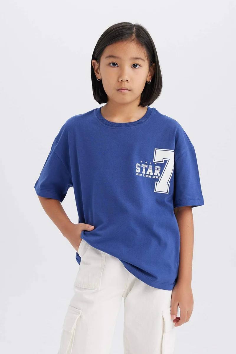 DeFacto Girl Oversize Fit Crew Neck Short Sleeve T-Shirt