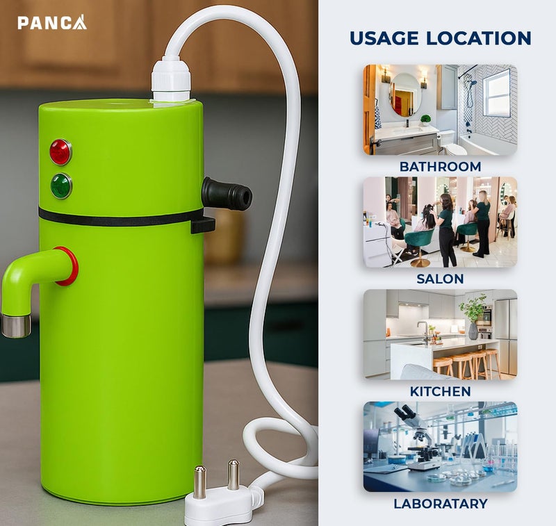 PANCA Auto Cut-Off Instant Water Heater | Portable Electric Geyser for Bathroom, Kitchen, Office, Saloon & Home | Shockproof Fast Heating Mini Hot Water Device | Energy Efficient (Green) - Image 4