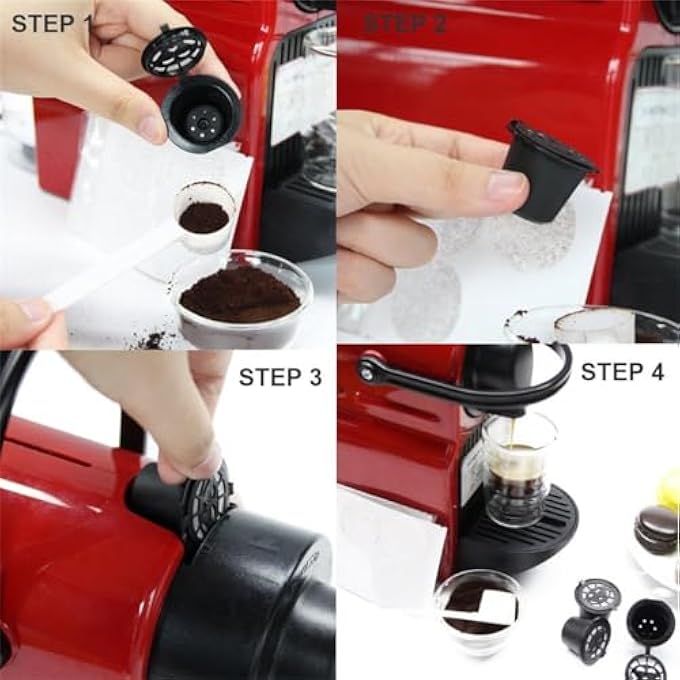 KWSLIN Reusable Coffee Pods For Nespresso Originalline Refillable Espresso Coffee Capsule Compatible With Nespresso Originalline Include Brush And Spoon 3 Black  3 Red  3 Brown - Image 3