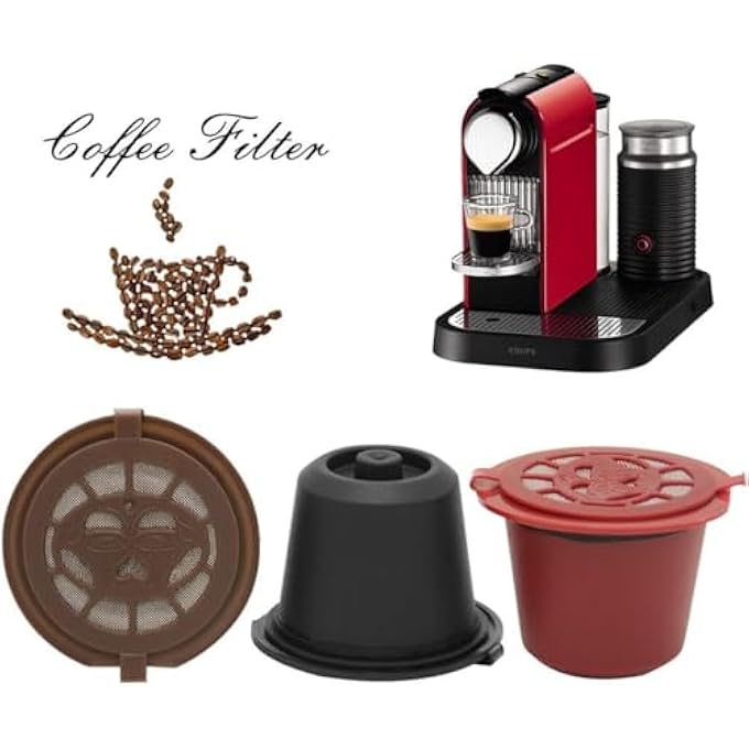 KWSLIN Reusable Coffee Pods For Nespresso Originalline Refillable Espresso Coffee Capsule Compatible With Nespresso Originalline Include Brush And Spoon 3 Black  3 Red  3 Brown - Image 5