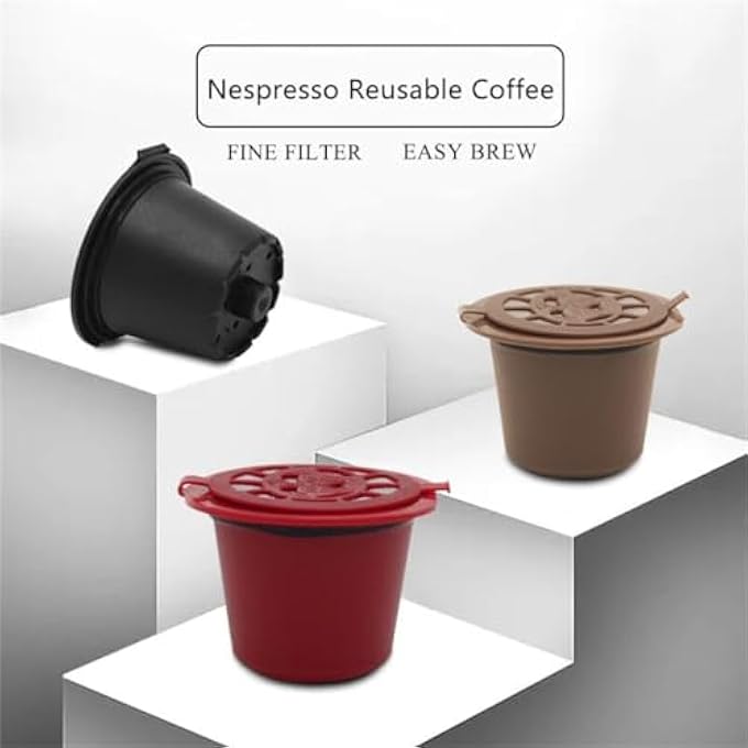 KWSLIN Reusable Coffee Pods For Nespresso Originalline Refillable Espresso Coffee Capsule Compatible With Nespresso Originalline Include Brush And Spoon 3 Black  3 Red  3 Brown - Image 4
