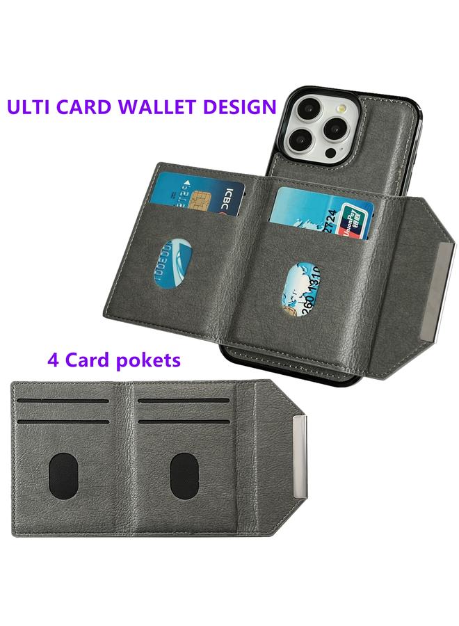 Zaboon Case For iPhone 12 Pro Max Solid Color Metal Buckle Card Slots Bag Phone Case - Image 4