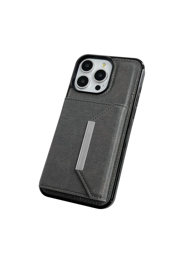Zaboon Case For iPhone 12 Pro Max Solid Color Metal Buckle Card Slots Bag Phone Case - Image 2