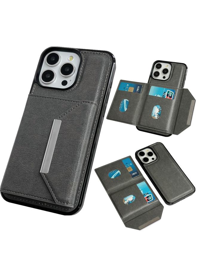 Zaboon Case For iPhone 12 Pro Max Solid Color Metal Buckle Card Slots Bag Phone Case - Image 1