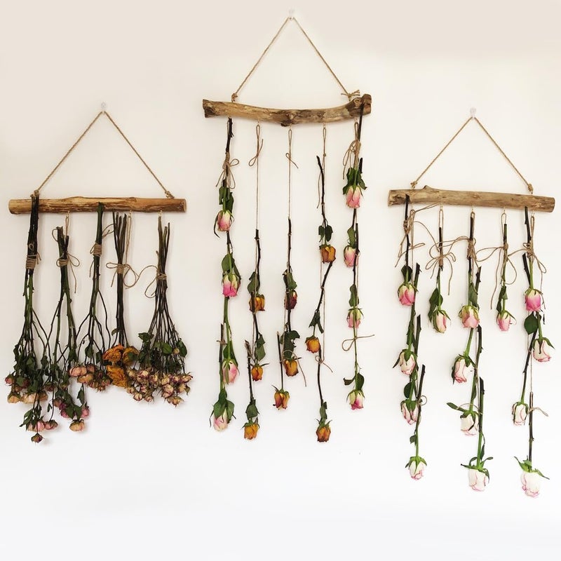 Qenk 2Pcs 15 Inch Natural Driftwood Decorative Branches Farmhouse Home Wall Hanging Decor Hanging Jewelry Organizers with 5 Hooks - Image 4