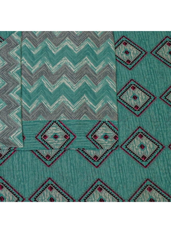 Status Contract Cotton Rich Double Bedsheet with 2 Pillow Covers for Bed Room, Home, Hotel-120 GSM (Green Black) - Image 4