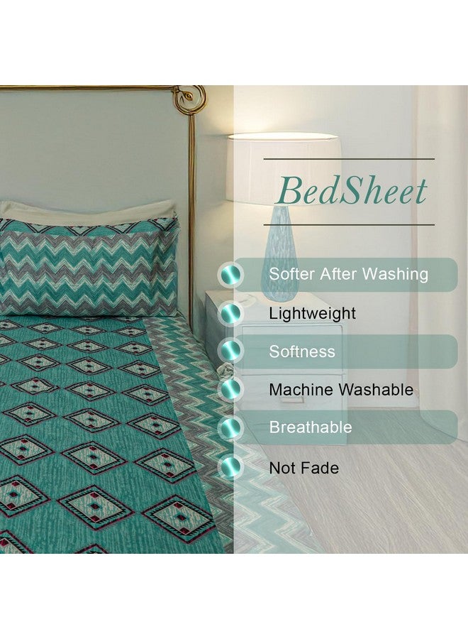 Status Contract Cotton Rich Double Bedsheet with 2 Pillow Covers for Bed Room, Home, Hotel-120 GSM (Green Black) - Image 5