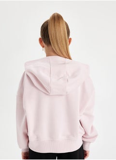 DeFacto Girl Oversize Fit Hooded Long Sleeve Knitted Sweatshirt  - Image 5