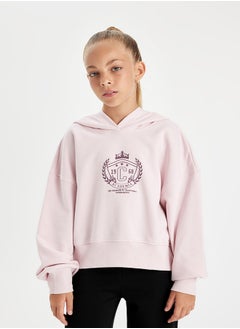 DeFacto Girl Oversize Fit Hooded Long Sleeve Knitted Sweatshirt  - Image 3