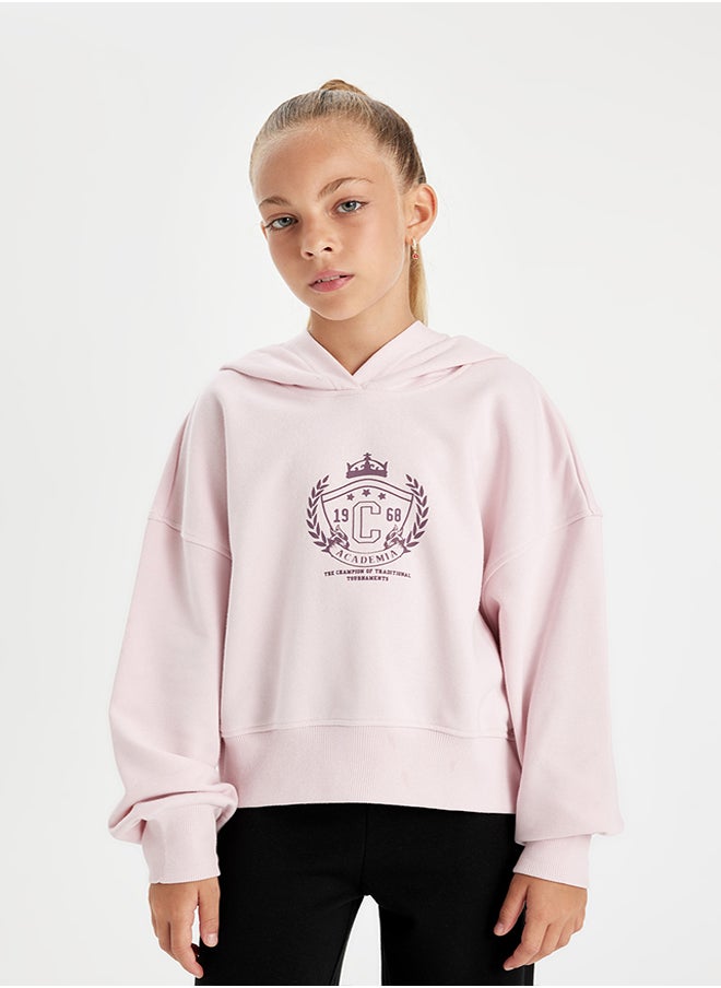 DeFacto Girl Oversize Fit Hooded Long Sleeve Knitted Sweatshirt  - Image 3
