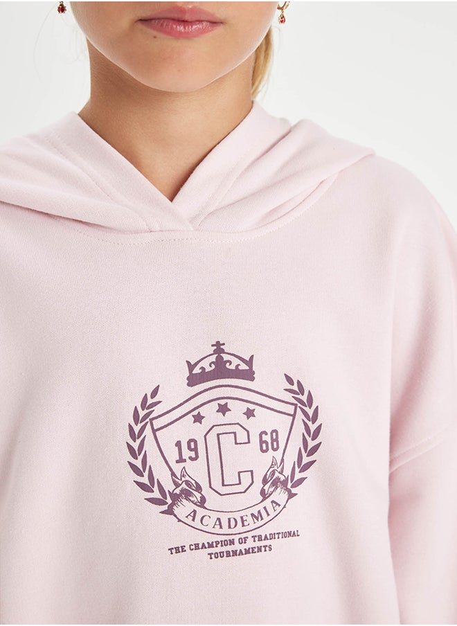 DeFacto Girl Oversize Fit Hooded Long Sleeve Knitted Sweatshirt  - Image 4