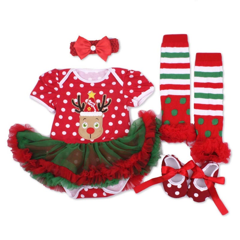 NPK collection Doll Clothes Outfit for 2023 Reborn Baby Red Tutu Dress 4 PcsSet - Image 3