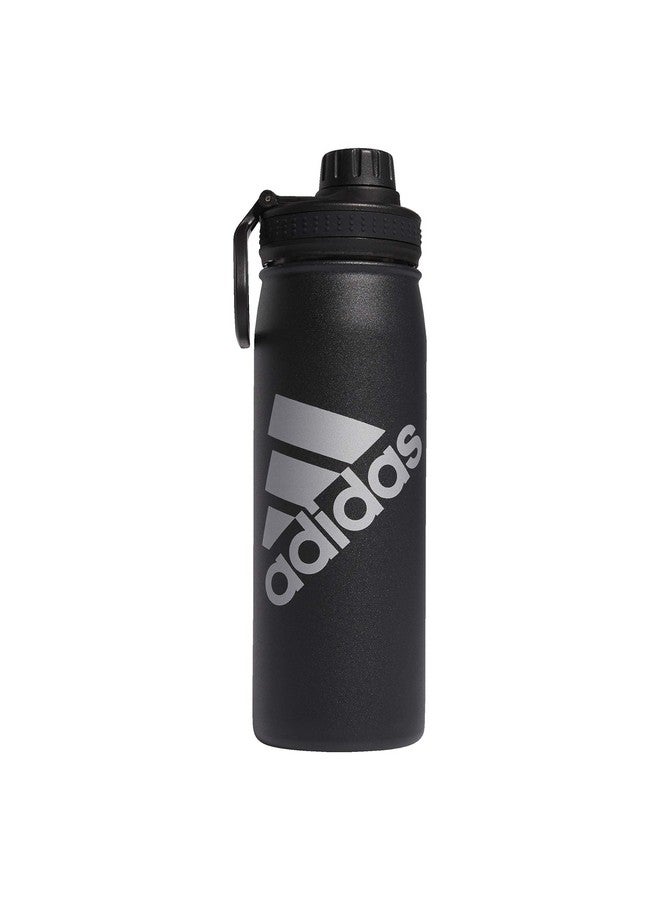 Adidas adidas 600 ML (20 oz) Metal Water Bottle, Hot/Cold Double-Walled Insulated 18/8 Stainless Steel, Black/Silver Metallic, One Size  - Image 1