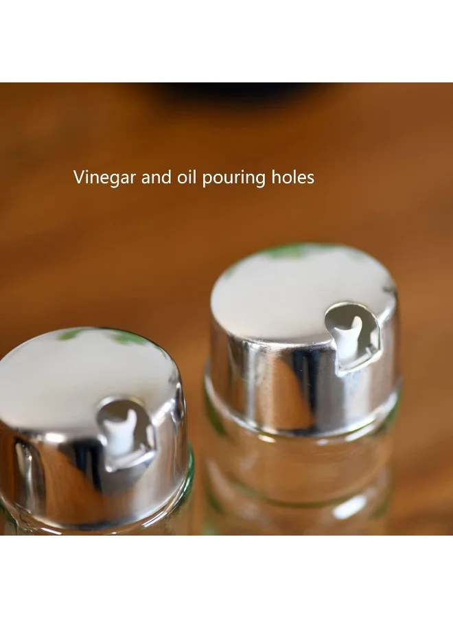 Cuisine Art 2Pieces Oil And Vinegar Set - 170Ml X 2, Glass Oil Bottle With Metal Stand