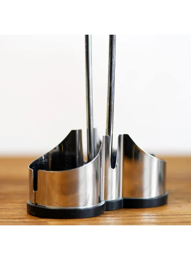 Cuisine Art 2Pieces Oil And Vinegar Set - 170Ml X 2, Glass Oil Bottle With Metal Stand