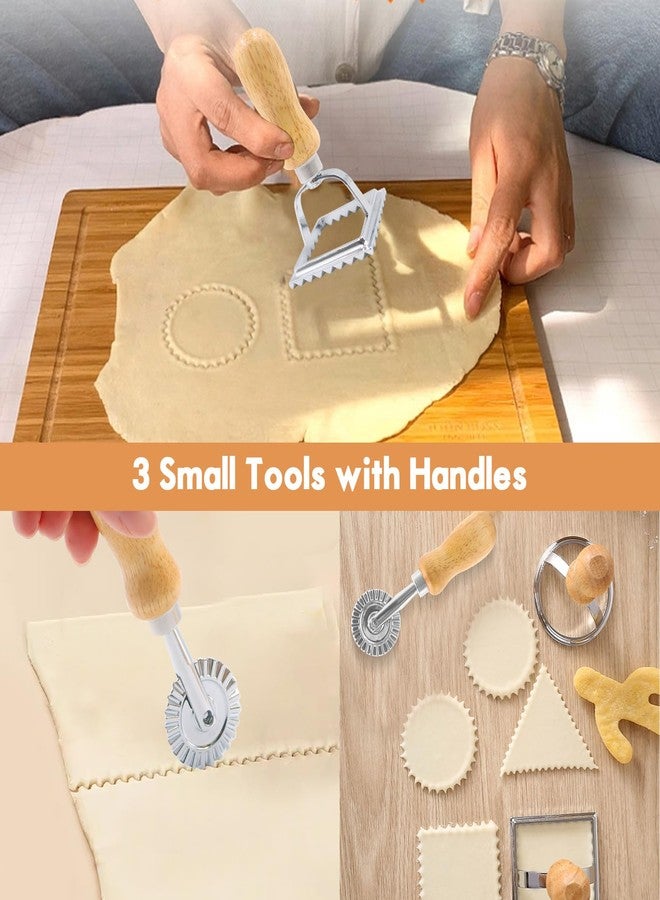 GIASSVIO 8in1 Ravioli Gnocchi Pasta Dumpling Noodle Maker Cutter Press Mold Stamp - Pasta Manual Accessories Homemade Essentials Making Tool Kit w/Silicone Pastry Mats, Wooden Dough Roller Rolling Pin - Image 5