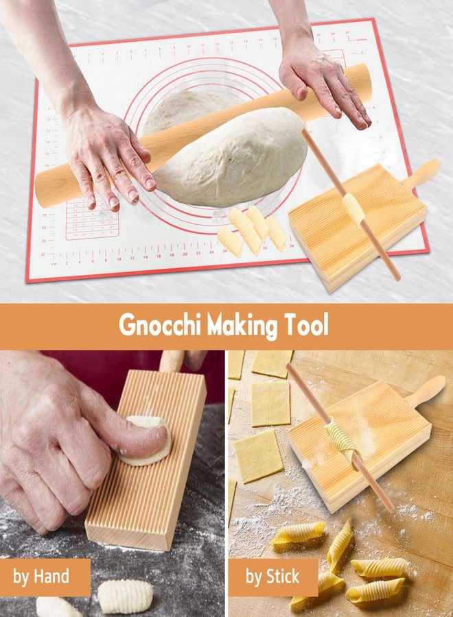 GIASSVIO 8in1 Ravioli Gnocchi Pasta Dumpling Noodle Maker Cutter Press Mold Stamp - Pasta Manual Accessories Homemade Essentials Making Tool Kit w/Silicone Pastry Mats, Wooden Dough Roller Rolling Pin - Image 4