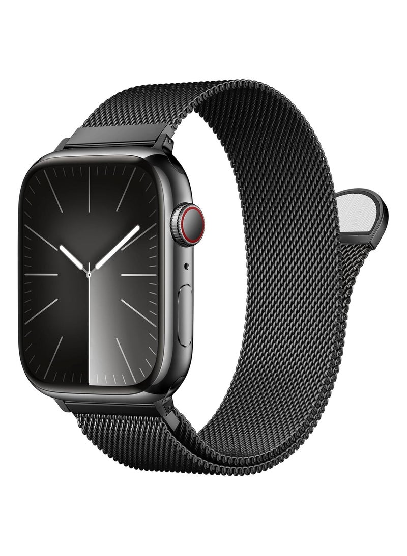 Denx Stainless Strap Steel Loop Compatible with Apple Watch Band 38mm 40mm 41mm 42mm 44mm 45mm 46mm 49mm, Magnetic Clasp Band for iWatch Series 10, 9,SE, 8 7 6 5 4 3 2 1,Ultra, Women & Men, (Black) - Image 1