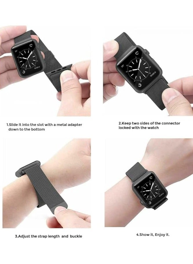 Denx Stainless Strap Steel Loop Compatible with Apple Watch Band 38mm 40mm 41mm 42mm 44mm 45mm 46mm 49mm, Magnetic Clasp Band for iWatch Series 10, 9,SE, 8 7 6 5 4 3 2 1,Ultra, Women & Men, (Black) - Image 4