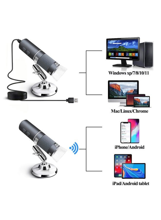 Ninyoon 4K WiFi Microscope for iPhone Android PC, 50-1000X USB Digital Microscope Wireless Super HD Endoscope Camera Compatible with All Cellphones iPad Android Tablet Windows Mac Chrome Linux - Image 5