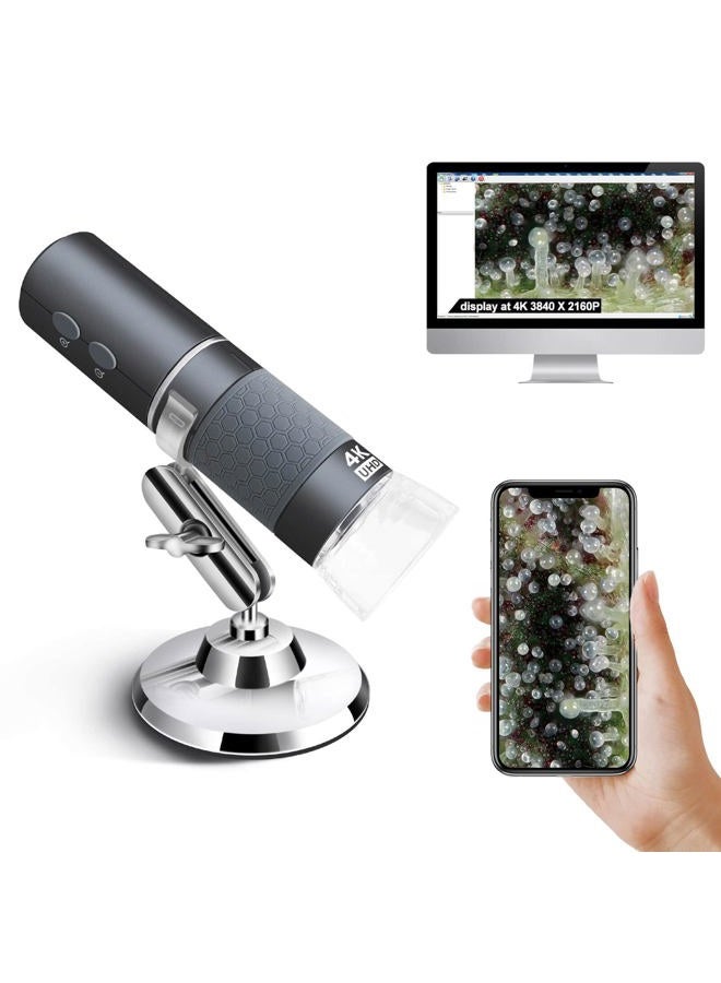 Ninyoon 4K WiFi Microscope for iPhone Android PC, 50-1000X USB Digital Microscope Wireless Super HD Endoscope Camera Compatible with All Cellphones iPad Android Tablet Windows Mac Chrome Linux - Image 1