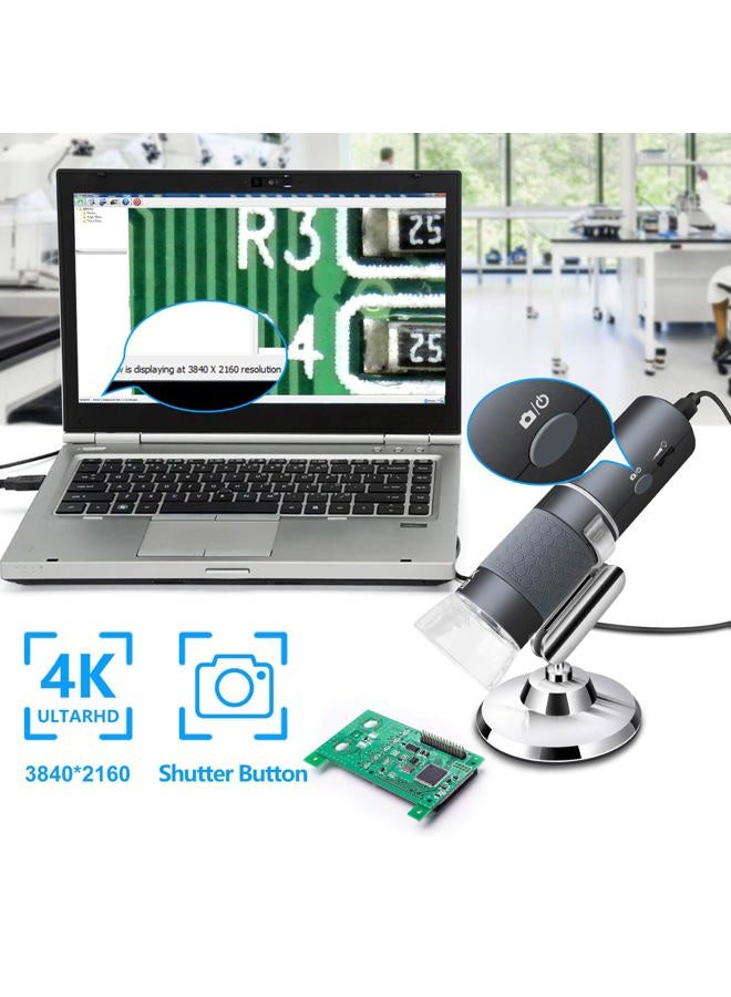 Ninyoon 4K WiFi Microscope for iPhone Android PC, 50-1000X USB Digital Microscope Wireless Super HD Endoscope Camera Compatible with All Cellphones iPad Android Tablet Windows Mac Chrome Linux - Image 2