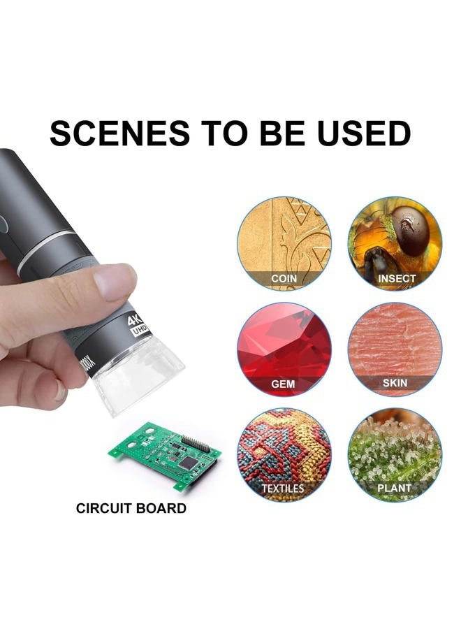 Ninyoon 4K WiFi Microscope for iPhone Android PC, 50-1000X USB Digital Microscope Wireless Super HD Endoscope Camera Compatible with All Cellphones iPad Android Tablet Windows Mac Chrome Linux - Image 4